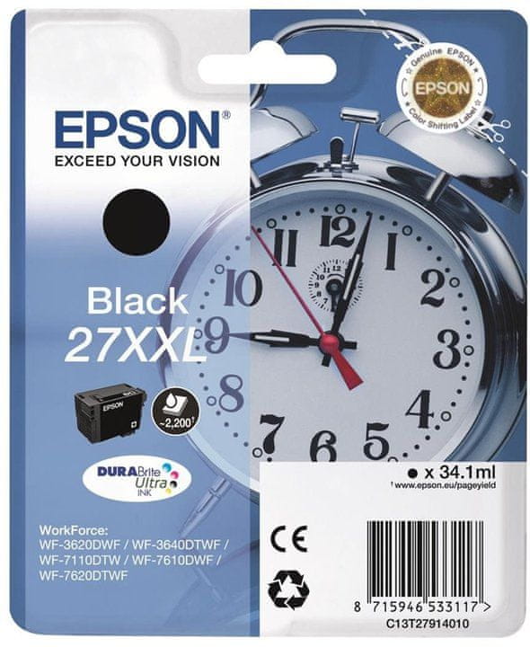 Epson Singlepack Black 27 XXL DURABrite Ultra